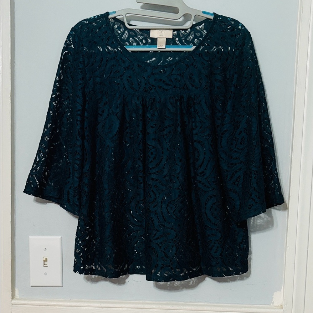 LOFT Dark Teal Lace Blouse